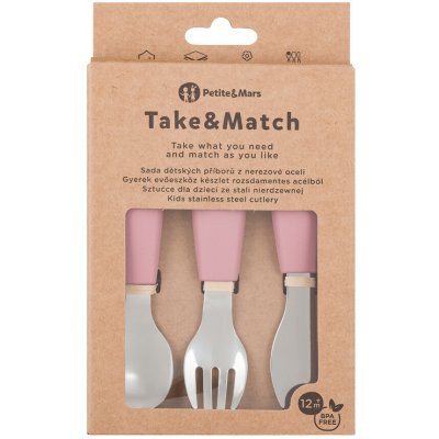 PETITE&MARS Sada příborů z nerezové oceli Take&Match Dusty Rose 12m+ – Sleviste.cz