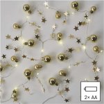 Emos DCGW11 20 LED Girlanda zlaté koule s hvězdami teplá bílá 1,9 cm – Hledejceny.cz