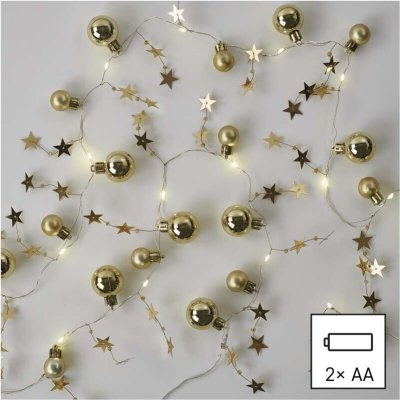 Emos DCGW11 20 LED Girlanda zlaté koule s hvězdami teplá bílá 1,9 cm – Hledejceny.cz
