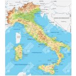 Magnetická mapa Itálie, geografická, s popisky (pozinkovaný plech) 67 x 75 cm – Zboží Mobilmania