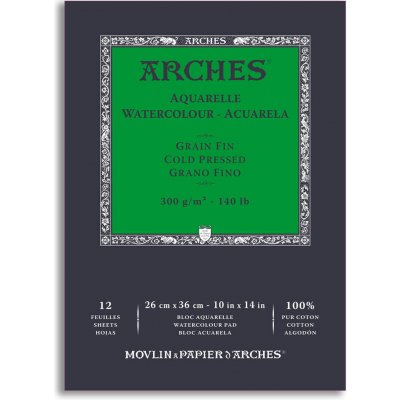 Arches skicák lepený 14,8x21 cm 12 listů 300g/m2 CP – Hledejceny.cz