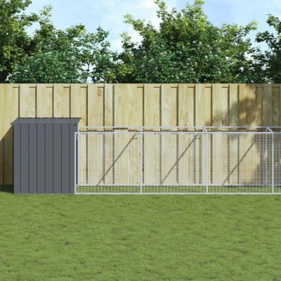 vidaXL Psí bouda s výběhem antracitová 110 x 1221 x 110 cm pozinkovaná ocel 9799.3189083 – Hledejceny.cz