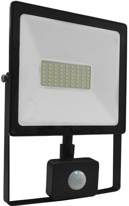 ACA Lighting LED venkovní reflektor Q 50W/230V/3000K/4000Lm/110°/IP66, pohybový senzor, černý