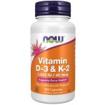 NOW Foods Vitamin D3 & K2 1000 IU/45 ug 120 kapslí – Hledejceny.cz