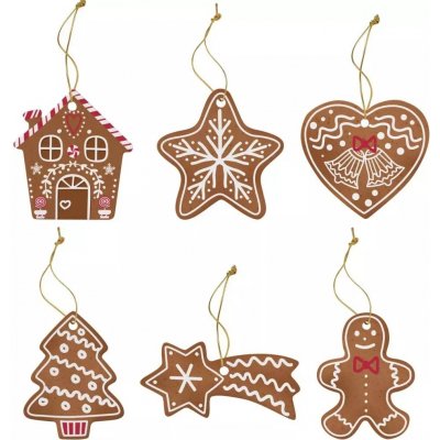 Easy Life Porcelánové vánoční ozdoby Gingerbread 6 ks – Zboží Dáma