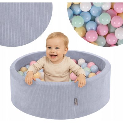 KiddyMoon suchý bazén kulatý manšestrový šedý tmavý 300 míčků – Zboží Dáma
