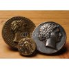 Tapety WEBLUX Fototapeta papír Sesterzio Estatero Sestertius Stater Statere Numismatica Sesterce Tetradracma Sestercio coin Sesterz Numismatics ancient rome greek starter - 184 x 128 cm