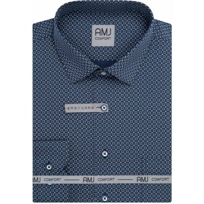 AMJ pánská bavlněná košile dlouhý rukáv regular fit VDB1459 modrá vzorovaná – Hledejceny.cz