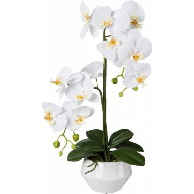 umělá Orchidej bílá v květináči, 52cm – Zbozi.Blesk.cz