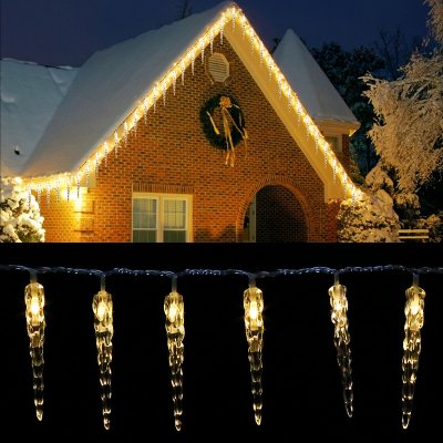Fiqops LED pohádkové světla ledový déšť vnitřní venkovní vánoční osvětlení Model: 40 ledových LED 8 světelných funkcí teplá bílá