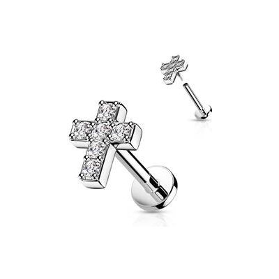 Šperky4U Labreta cartilage piercing křížek LB0039ST-1208 – Sleviste.cz