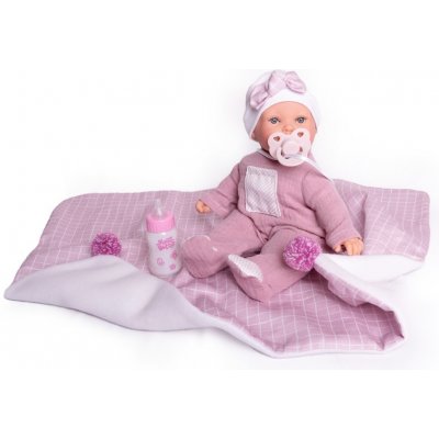 Antonio Juan Realistická miminko- holčička Kika v růžovém pyžamu s dečkou od Kika Lagrimitas con mantita