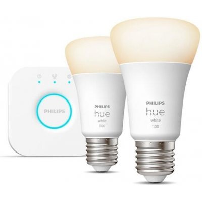Philips Hue sada Bridge + 2x HUE White žárovka LED E27 A60 10W 1100lm 2700K IP20 – Zboží Mobilmania