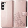 Pouzdro a kryt na mobilní telefon Samsung Pouzdro PROTEMIO 57013 ART FLOWER S Peněženkový kryt Samsung Galaxy A54 5G světle růžový