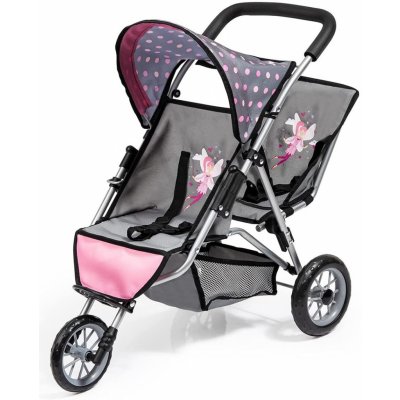 Bayer Twin Doll Stroller Jogger DUO grey with fairy 39166AA – Zboží Mobilmania