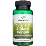 Swanson Turmeric & Black Pepper Kurkuma a černý pepř 60 rostlinných kapslí – Hledejceny.cz