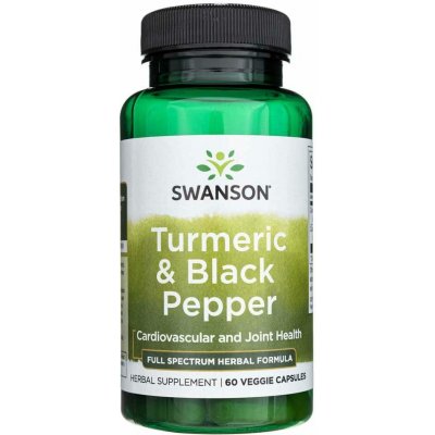 Swanson Turmeric & Black Pepper Kurkuma a černý pepř 60 rostlinných kapslí – Hledejceny.cz