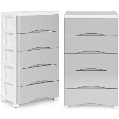 modernHOME Knihovna s 5 výsuvnými zásuvkami, nohy s kolečky - šedá barva – Hledejceny.cz