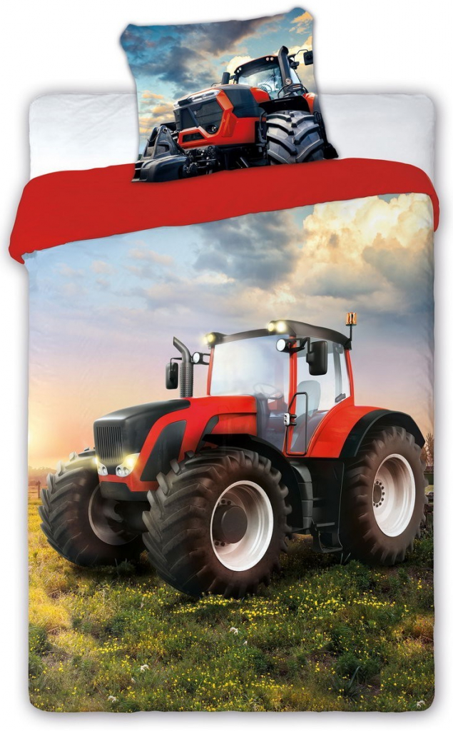 Faro povlečení červený traktor 140x200 70x90