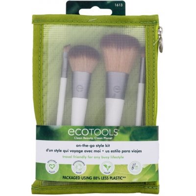 EcoTools Start The Day Beautifully štětec na make-up + štětec na stínování a přechody + štětec na stínování a přechody + zkosený štětec na oční linku + štětec na tvářenku + pouzdro na štětce – Zboží Mobilmania