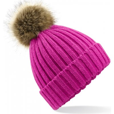 Beechfield čepice B 412 s bambulí fuchsia – Zboží Mobilmania