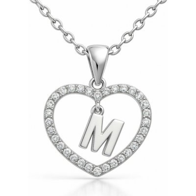 Minet Stříbrný písmeno v srdíčku M se zirkony JMAS900MSN45 – Sleviste.cz