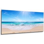 Skleněný obraz 1D panorama - 120 x 50 cm - word relax on the tropical beach slovo relaxovat na tropické pláži – Hledejceny.cz