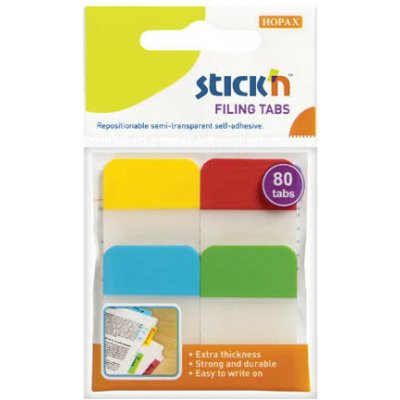 Stick´n Samolepicí záložky Stick´n by Hopax plastové - 38 x 25 mm / 4 x 20 záložek – Hledejceny.cz