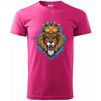 Lev kreslený s korunou Klasické pánské triko purpurová – Zboží Mobilmania