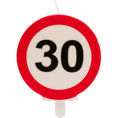 Dekora Svíčka na dort 6 3cm dopravní značka číslo 30 – Zboží Mobilmania