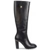 Dámská kozačka Tommy Hilfiger Kozačky Feminine Th Hardware Longboot FW0FW07541 Černá