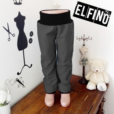 Dětské softshellové kalhoty bez kapes NEZATEPLENÉ šedé s černým nápletem – Zboží Dáma