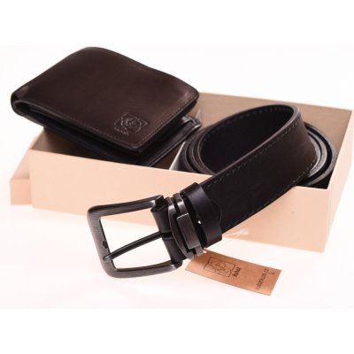 Kubát Dárková sada kožené peněženky a opasku pro muže černá S742312 – Hledejceny.cz