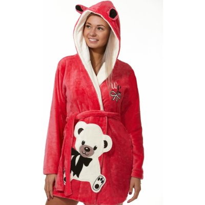 Dámský župan huňatý Méďa 1z1061 červená – Zboží Dáma