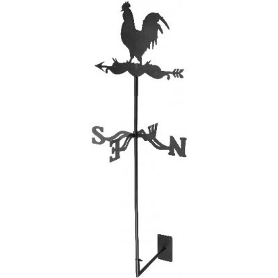 Korouhvička KOHOUT ROOSTER, kov, 45x40x134cm, černá|Esschert Design – Zboží Mobilmania