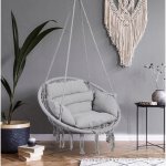 KIK Zahradní houpačka čapí hnízdo s XXL polštářem šedé 120kg – Zboží Dáma