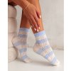 Milena dámské pruhované ažurové ponožky 0989 ecru-blue