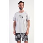 Vienetta MAN pánské pyžamo šortky Explorer světle šedá – Sleviste.cz