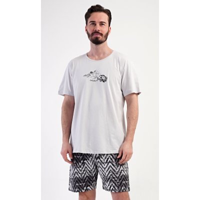 Vienetta MAN pánské pyžamo šortky Explorer světle šedá – Sleviste.cz