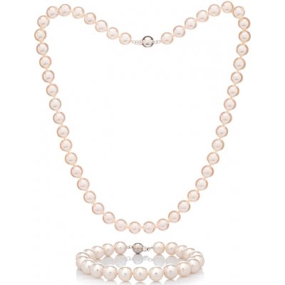 Buka Jewelry Buka perlový set náramek a náhrdelník Akoya 8 AAA ST003 – Zboží Dáma