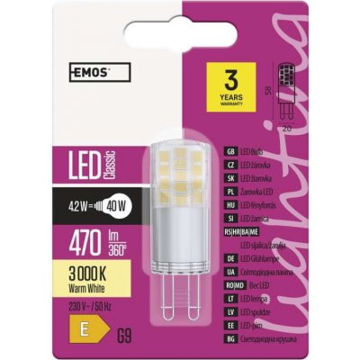 Emos LED žárovka Classic JC G9 4,2 W 40 W 470 lm teplá bílá