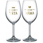 Nekupto Sklenice na víno pro pár Super máma a Super táta 440 ml – Sleviste.cz