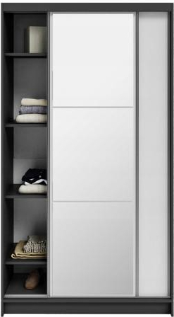 DobreSny Denve 120 x 218 x 60,3 cm bílá / šedá se zrcadlem
