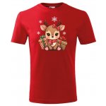 NakupTextil DĚTSKÉ Vánoční tričko Sobík a dárky 07 červená – Zboží Dáma