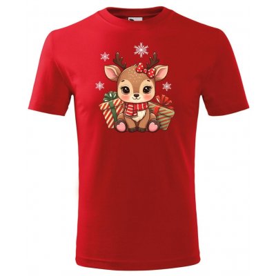 NakupTextil DĚTSKÉ Vánoční tričko Sobík a dárky 07 červená – Zboží Dáma