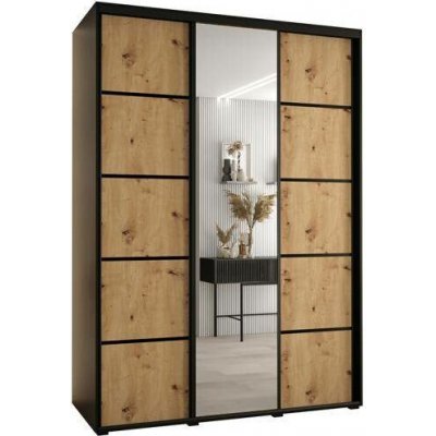 DobreSny se zrcadlem DAVOS 5 170 cm Černá / DUB Artisan / černé – Sleviste.cz