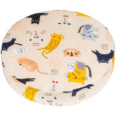 Bellatex Adéla kulatý Kočka žlutá, béžová, černá, šedá 40 cm – Zboží Dáma