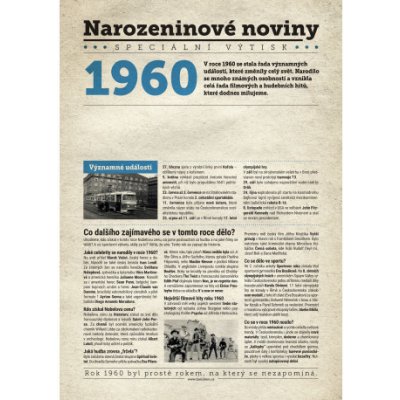 Narozeninové noviny 1960 s vlastním textem a fotografií S fotografií – Zbozi.Blesk.cz