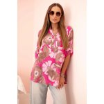 Kesi dámská bavlněná košile s 3/4 rukávem který se dá vyrolovat na knoflík a kapsou fialová – Zboží Dáma