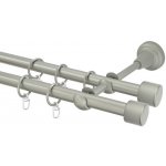 OK-GarnýžeCZ Garnýž kovová dvouřadá 16mm Pullo double stříbrná mat 100 cm do stropu / kroužky s háčkem – Hledejceny.cz